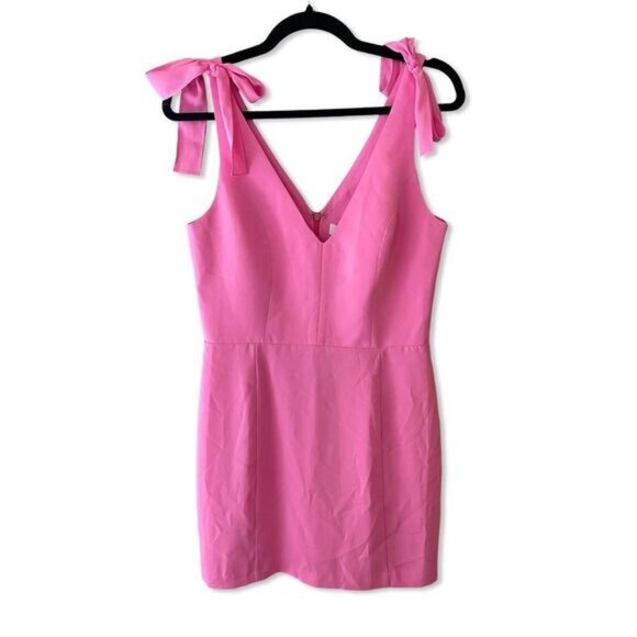 Amanda Uprichard Allora Dress Shocking Pink mini shoulder bows Revolve M - Picture 4 of 8